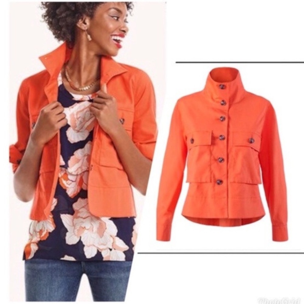 Cabi Siren Jacket 5459 Orange Button Front Utility Field Jacket XL